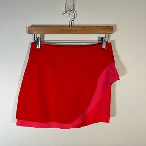 Lululemon Asymmetrical Layered High Rise Tennis Skirt Red Pink Athletic Skort 4